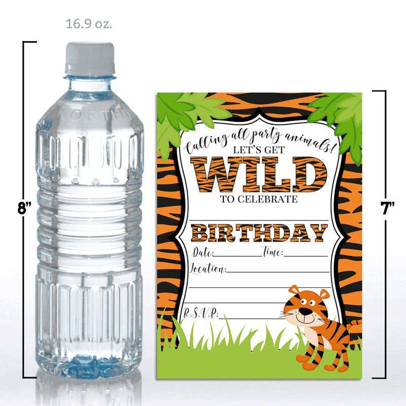 Amanda Creation Tiger Birthday Party Invitations for a WILD time, 20 5x7 Fill In Cards with Twenty White Envelopes by AmandaCreation. - Image 4